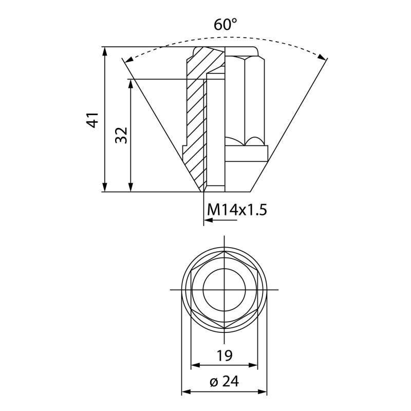 Veržlė M14x1.5 41mm H19